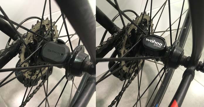 Colocación en buje de la rueda del sensor de velocidad de Garmin y Wahoo para ciclismo.