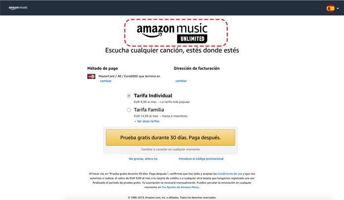 Amazon Music Unlimited precio